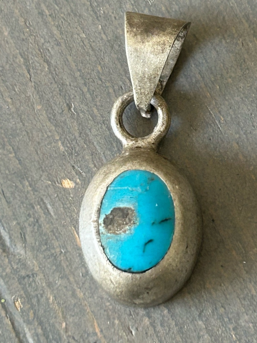 Sterling silver and turquoise pendant 
Solid piece over 5 grams